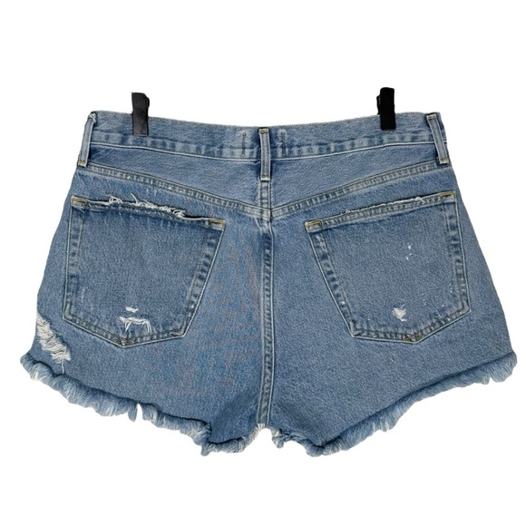 Agolde Size 29 Parker Cutoff Distressed Denim Shorts in Swapmeet Light Wash - Picture 4 of 8